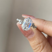 Elongated Hexagon Cut Moissanite Engagement Ring